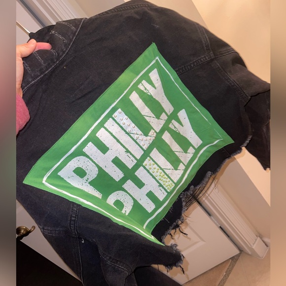 Philadelphia eagles Denim Upcycled Jacket - Picture 1 of 3